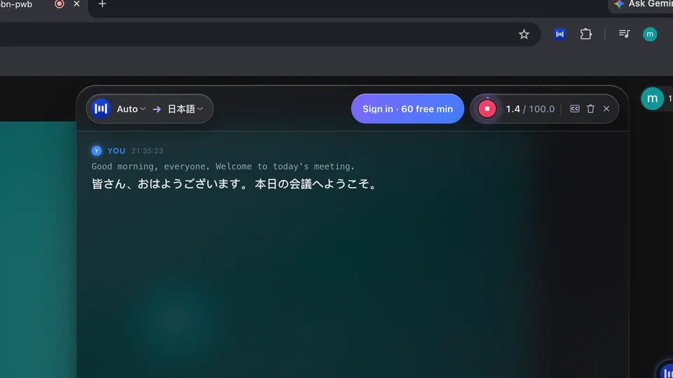 Example of MeeLang’s full subtitle window showing earlier bilingual lines